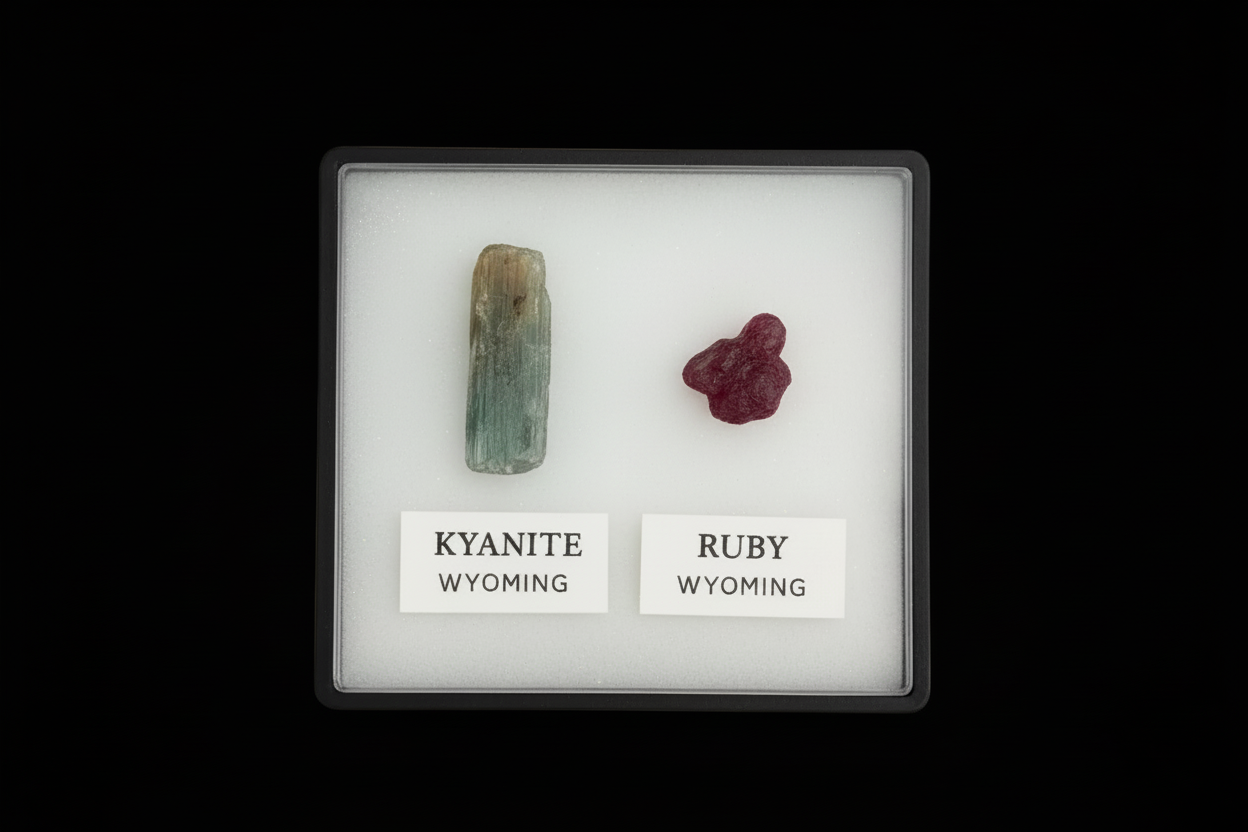 Wyoming Starlight Crystal Starter Kit – Kyanite, Ruby/Sapphire, Cosmic Stardust + Sacred Grid (Beginner Crystal Set)