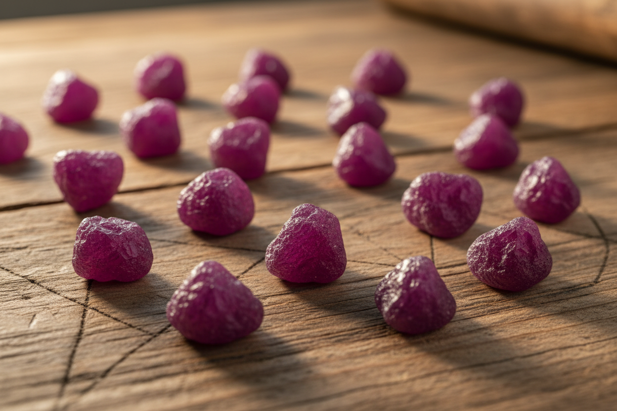 Natural Ruby on wood