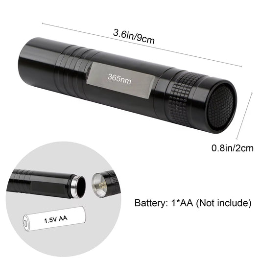 Mini 365nm UV Blacklight & 30x Jeweler's Loupe Bundle
